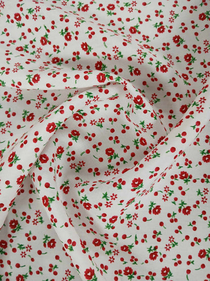 Viscose - White/Red/Green - 57" Wide - Sold By the Metre