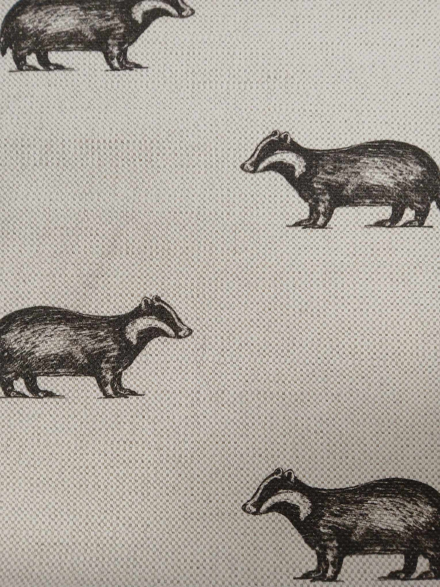 Cotton Linen Heavy - Badgers - Black/Cream - 56" Wide - Sold By the Metre