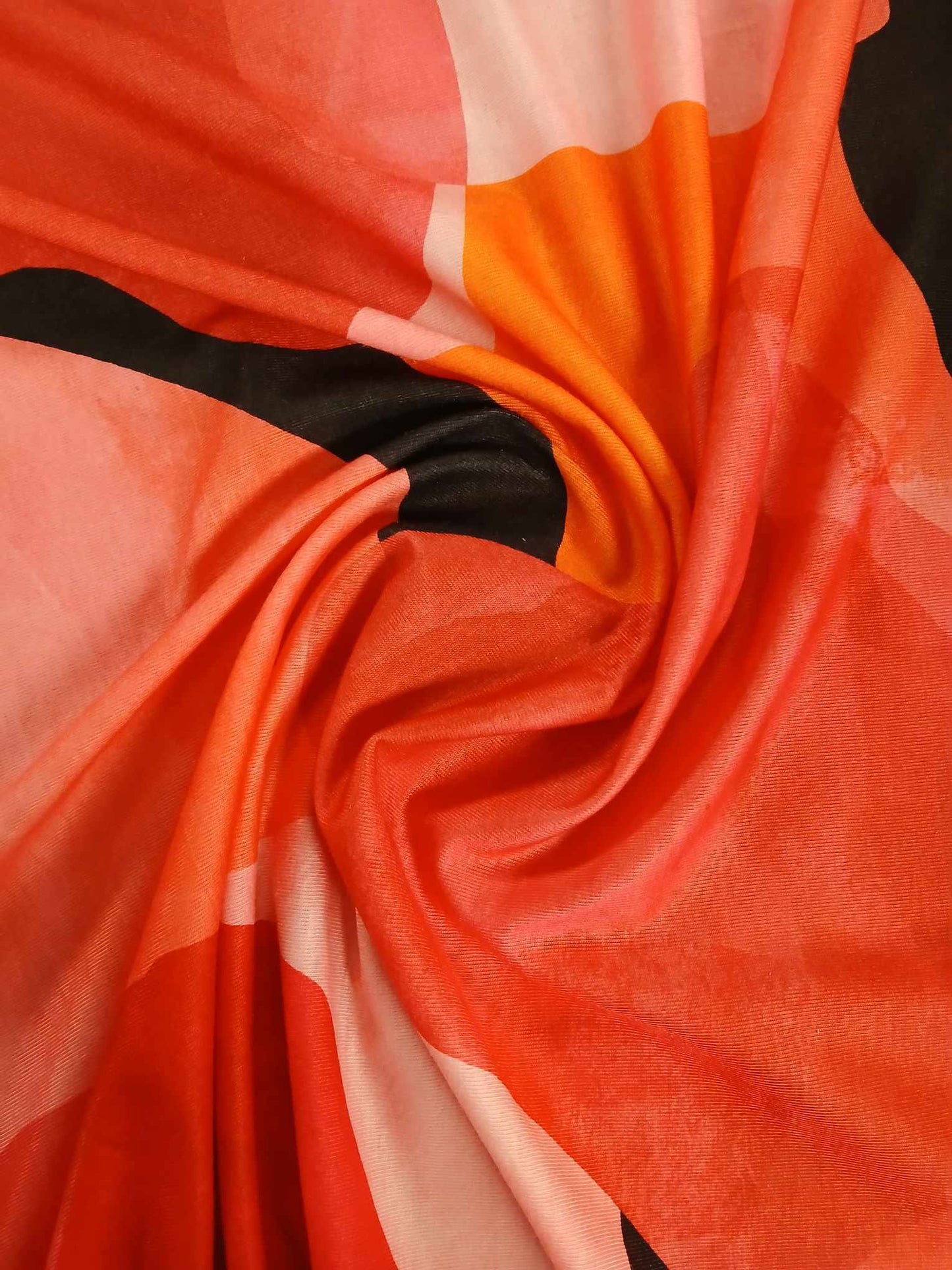 Spun Poly Lycra - Pink/Orange/Black - 58" Wide - Sold By the Metre