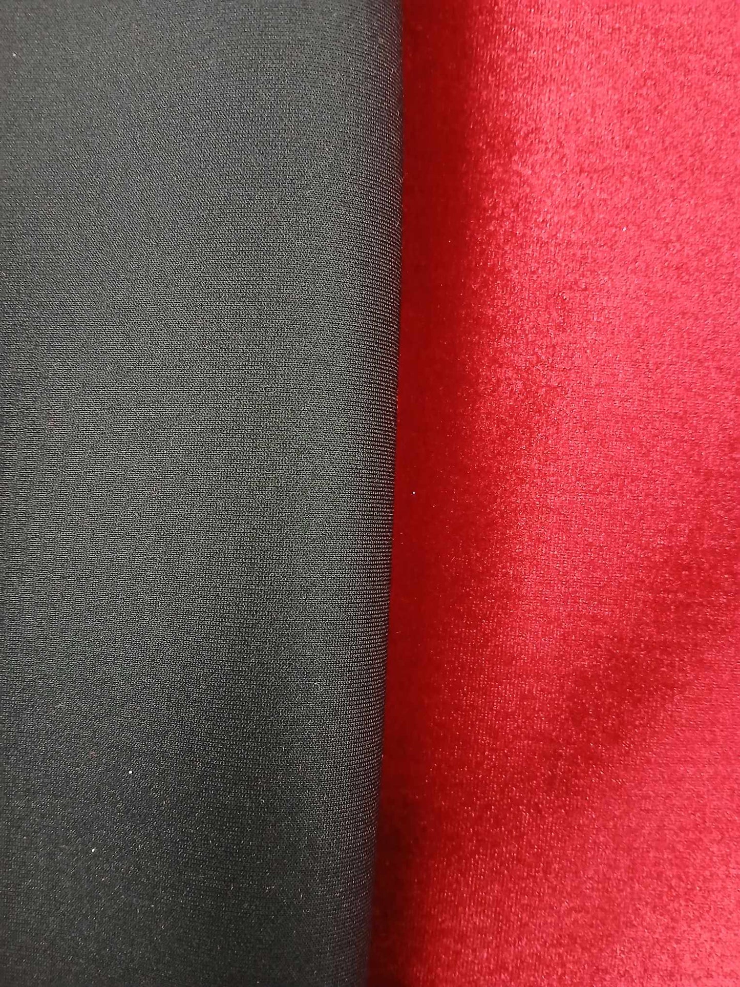 Scuba backed Velvet - Red/Black - 64" Wide - Sold By the Metre