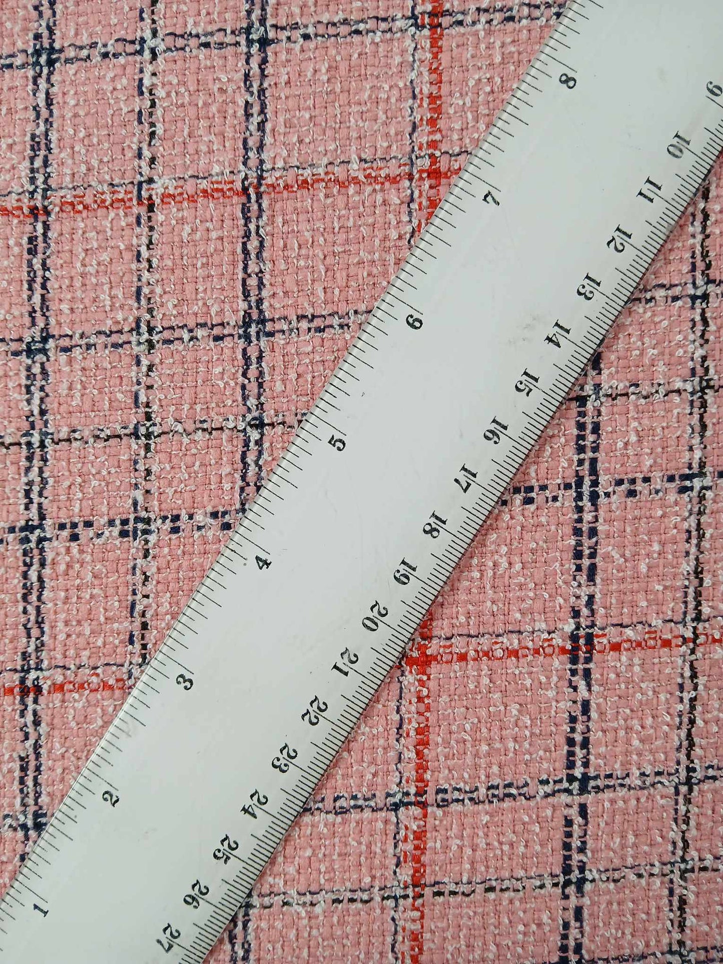 Boucle - Check - Pink/Black/Red/White - 60" Wide - Sold By the Metre