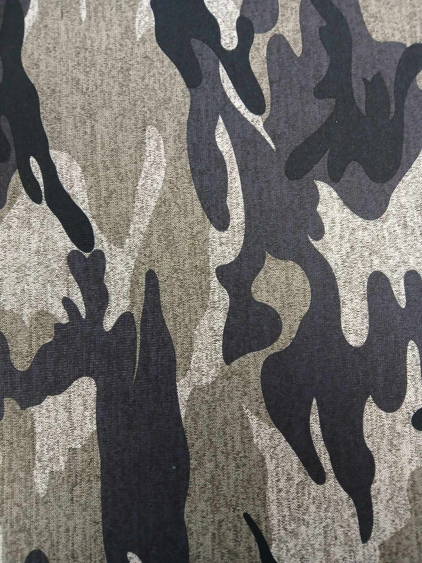 Printed Camo Melange Jersey - Green/Black - 59" Wide - Sold By the Metre