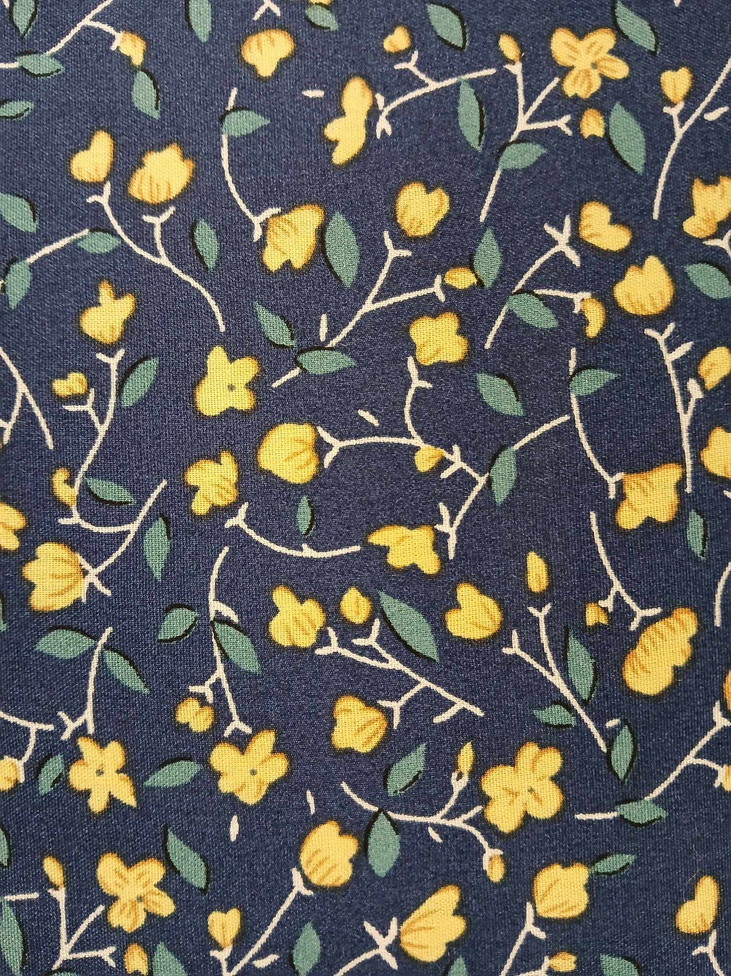 Viscose - Navy/Yellow/Teal - 57" Wide - Sold By the Metre