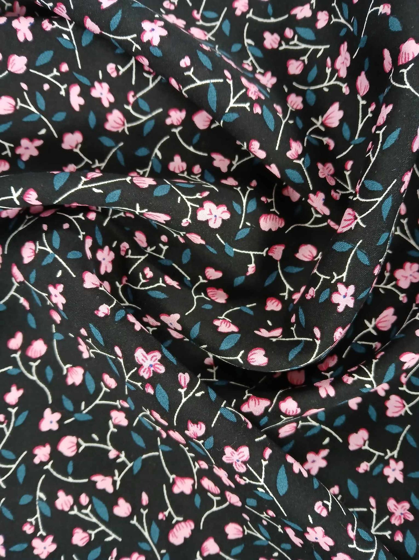 Viscose - Black/Pink/Teal - 57" Wide - Sold By the Metre