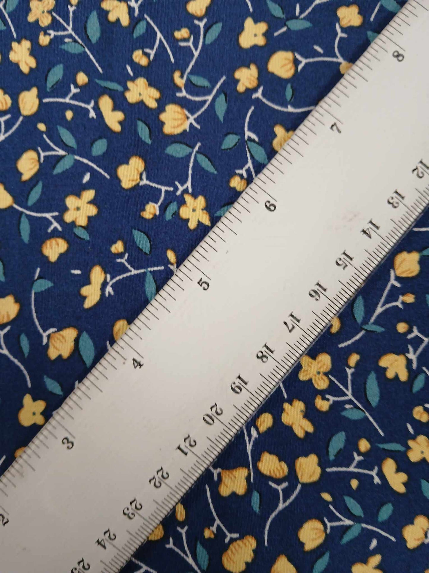 Viscose - Navy/Yellow/Teal - 57" Wide - Sold By the Metre