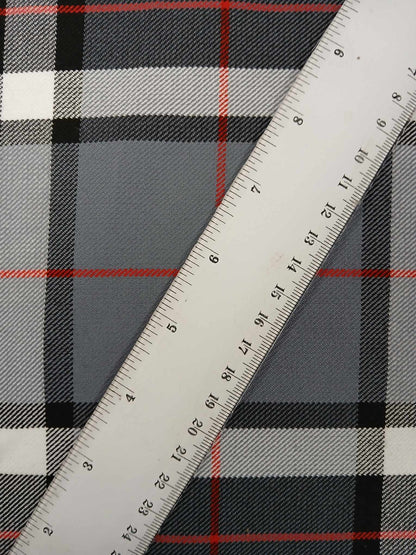 Poly Viscose 65/35 - Grey/Black/White/Red - 59" Wide - Sold By the Metre