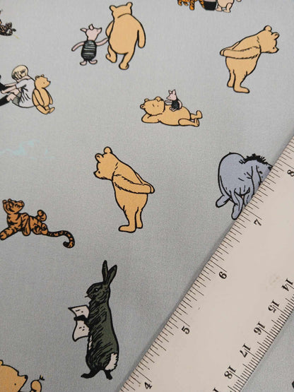 100% Cotton - Winnie and Friends - Baby Blue - 45" Wide - Sold By the Metre