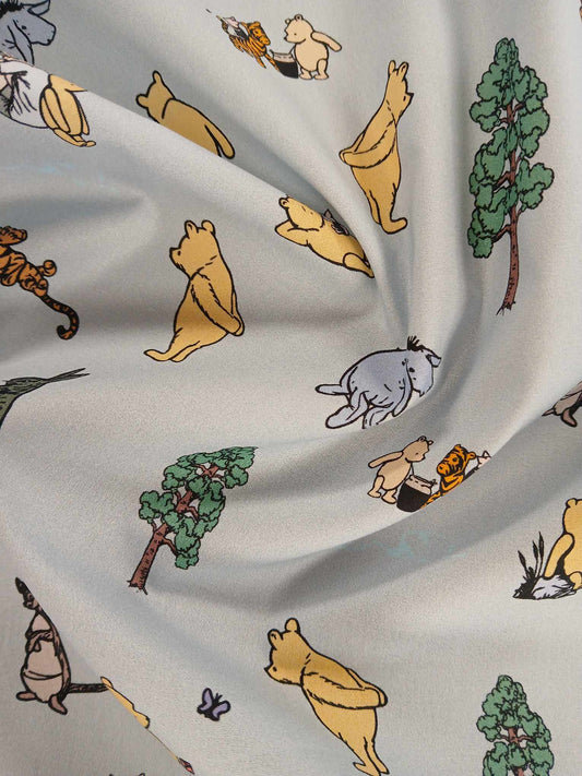 100% Cotton - Winnie and Friends - Baby Blue - 45" Wide - Sold By the Metre