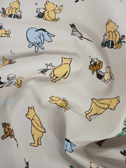 100% Cotton - Winnie and Friends - Taupe - 45" Wide - Sold By the Metre