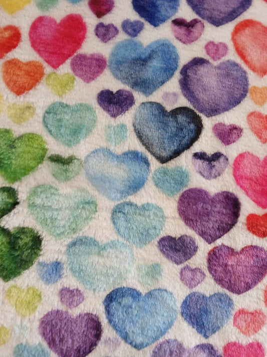 Cuddle Fleece - Love Hearts - Multicoloured - 62" Wide - Sold By the Metre