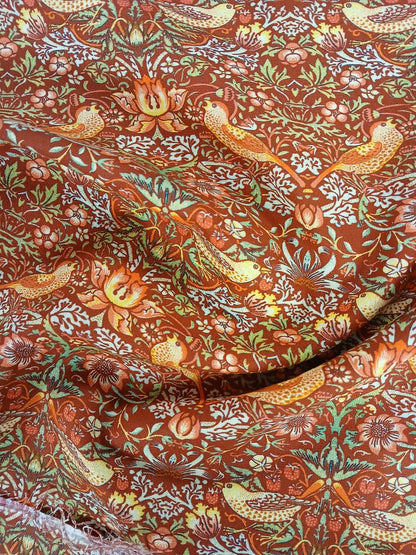 100% Cotton - Strawberry Thief - Crimson - 55" Wide - Sold By the Metre