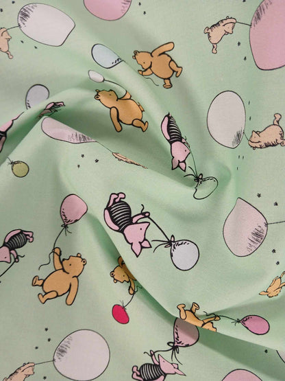 100% Cotton - Winnie and Friends - Mint - 45" Wide - Sold By the Metre