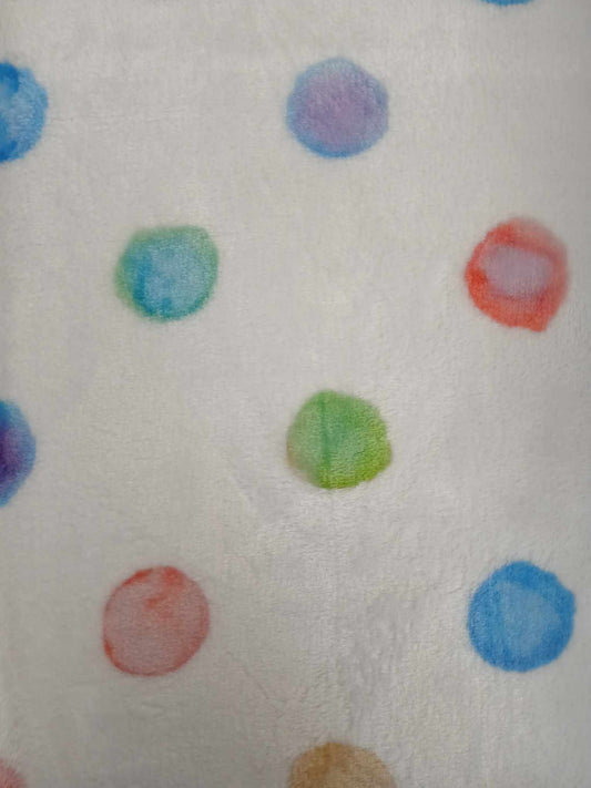 Cuddle Fleece - Spots - White/Blue/Green - 62" Wide - Sold By the Metre