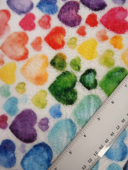 Cuddle Fleece - Love Hearts - Multicoloured - 62" Wide - Sold By the Metre