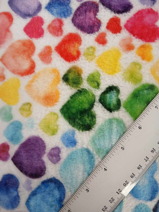 Cuddle Fleece - Love Hearts - Multicoloured - 62" Wide - Sold By the Metre
