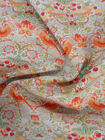 100% Cotton - Strawberry Thief - Silver - 55" Wide - Sold By the Metre