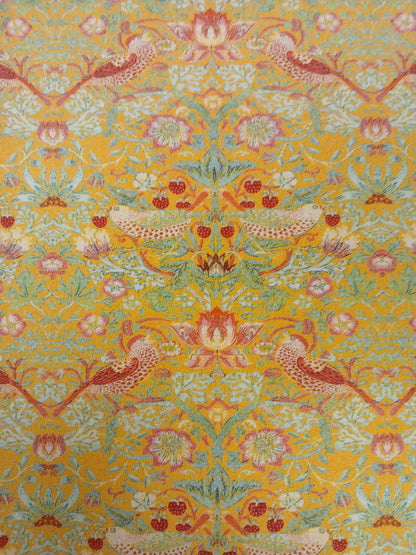 100% Cotton - Strawberry Thief - Ochre - 55" Wide - Sold By the Metre