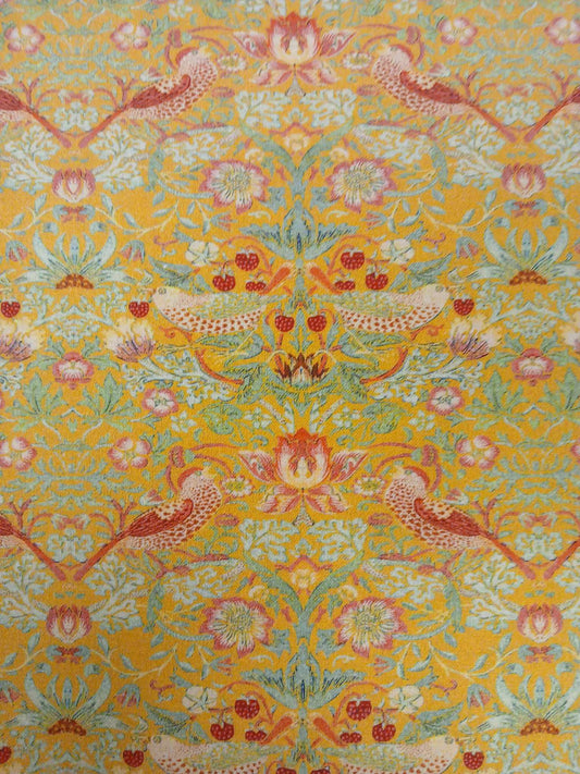 100% Cotton - Strawberry Thief - Ochre - 55" Wide - Sold By the Metre
