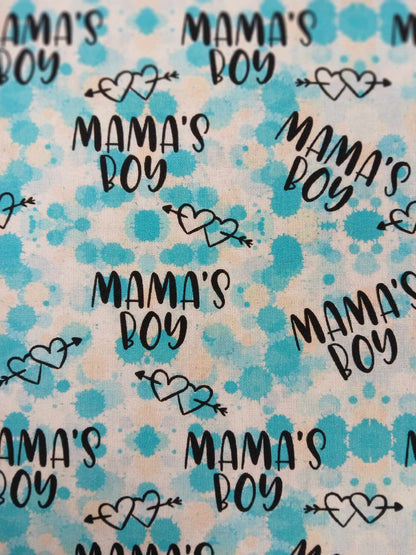 100% Cotton - Mama's Girl - Blue/White/Cream - 54" Wide - Sold By the Metre