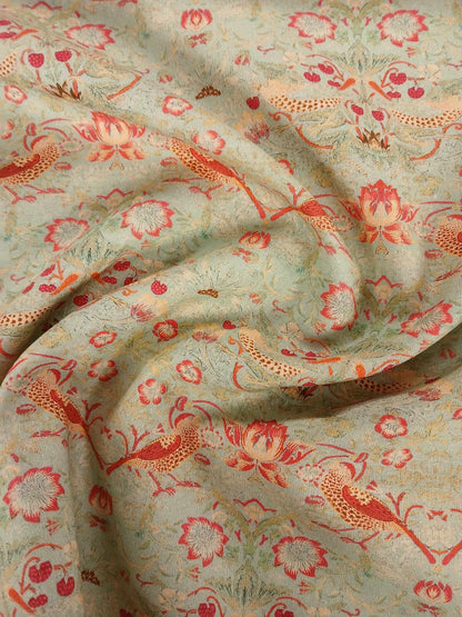 100% Cotton - Strawberry Thief - Duckegg - 55" Wide - Sold By the Metre