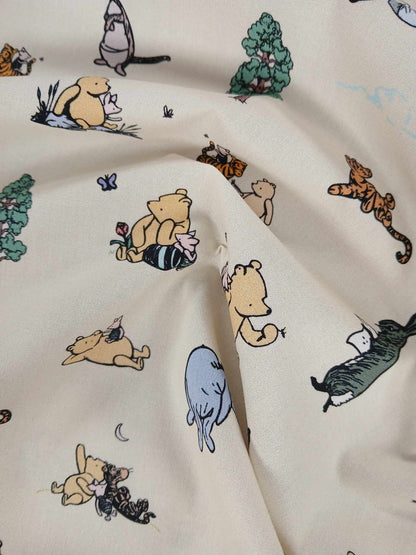 100% Cotton - Winnie and Friends - Cream - 45" Wide - Sold By the Metre