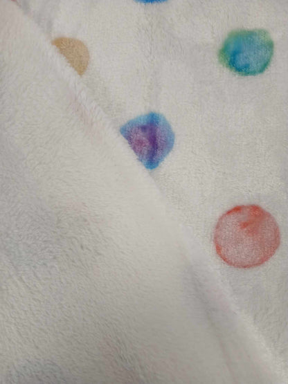 Cuddle Fleece - Spots - White/Blue/Green - 62" Wide - Sold By the Metre