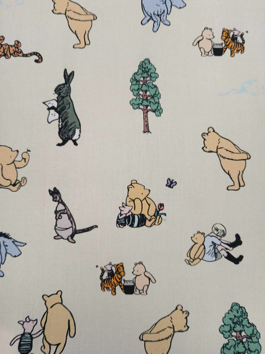 100% Cotton - Winnie and Friends - Cream - 45" Wide - Sold By the Metre