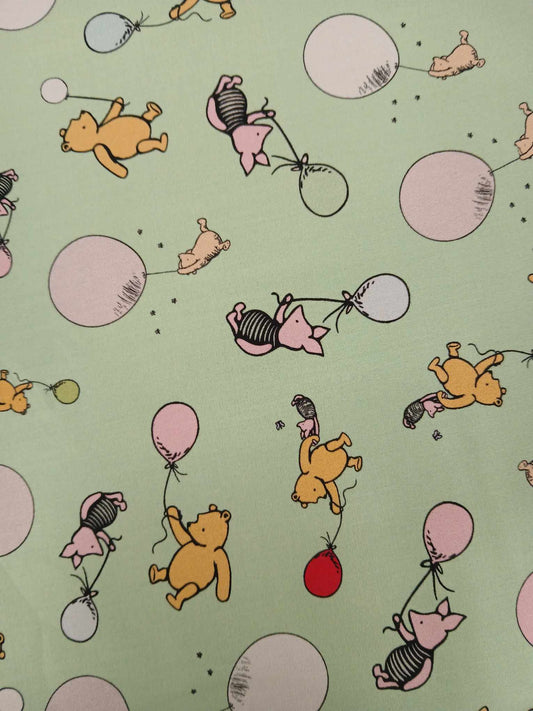 100% Cotton - Winnie and Friends - Mint - 45" Wide - Sold By the Metre