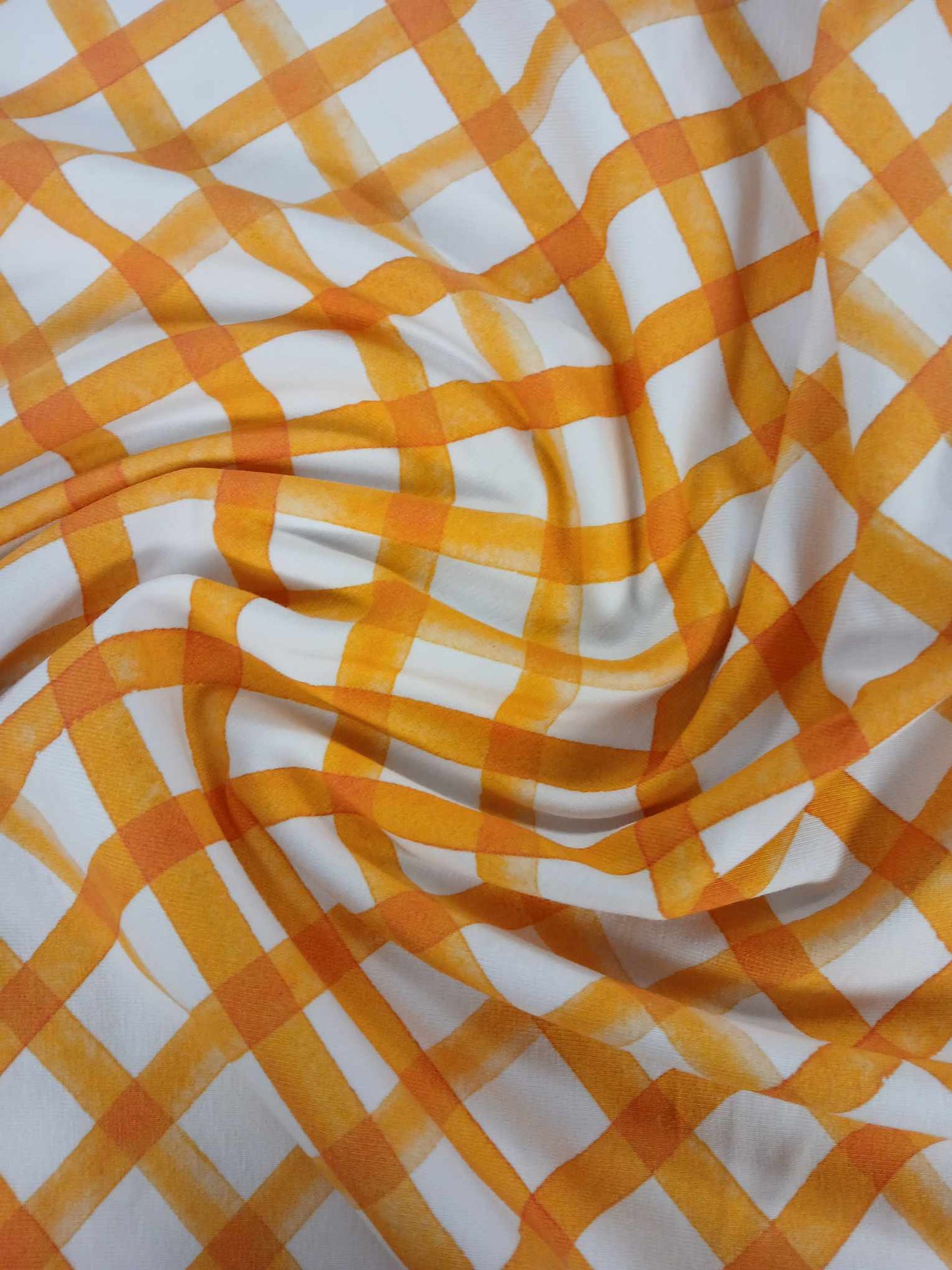 Clearance - 95% Cotton 5% Lycra - Orange/White - 63" Wide - Sold As A 2 Metre Piece