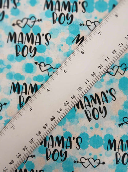100% Cotton - Mama's Girl - Blue/White/Cream - 54" Wide - Sold By the Metre