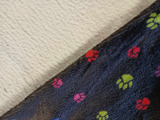 Cuddle Fleece - Paw Print - Black/Pink/Yellow/Green - 62" Wide - Sold By the Metre