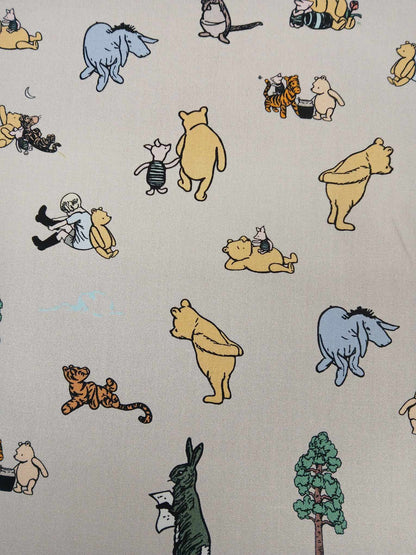 100% Cotton - Winnie and Friends - Taupe - 45" Wide - Sold By the Metre