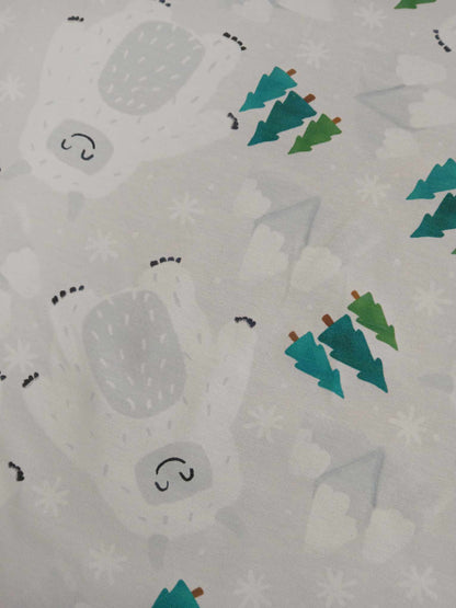 95% Cotton 5% Lycra Jersey - Green/Grey/White - 63" Wide - Sold By the Metre