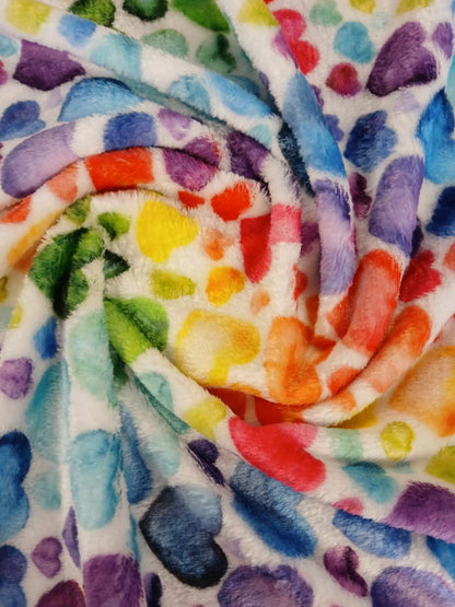 Cuddle Fleece - Love Hearts - Multicoloured - 62" Wide - Sold By the Metre