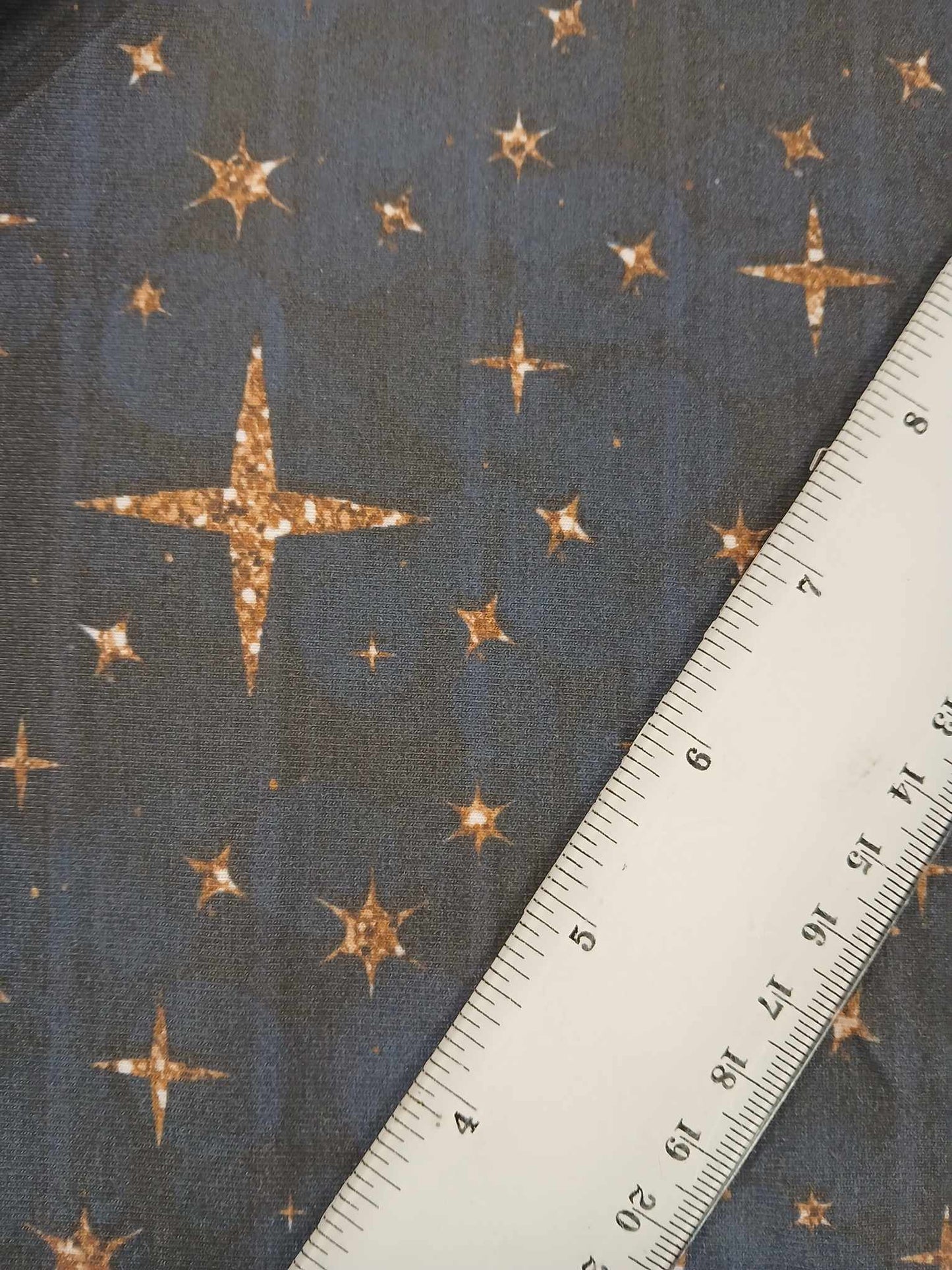 95% Cotton 5% Lycra Jersey - Blue/Black/Gold - 62" Wide - Sold By the Metre