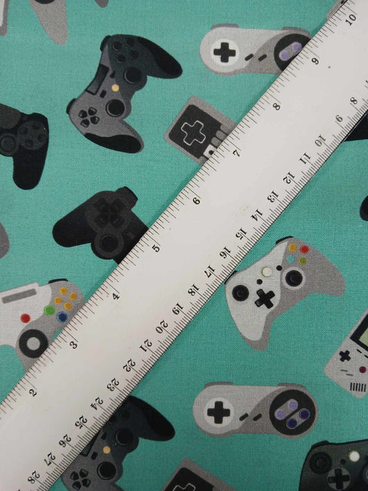 100% Cotton - Gaming - Turquoise - 54" Wide - Sold By the Metre