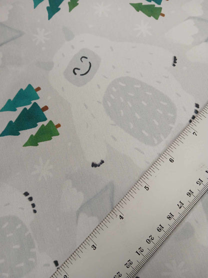 95% Cotton 5% Lycra Jersey - Green/Grey/White - 63" Wide - Sold By the Metre