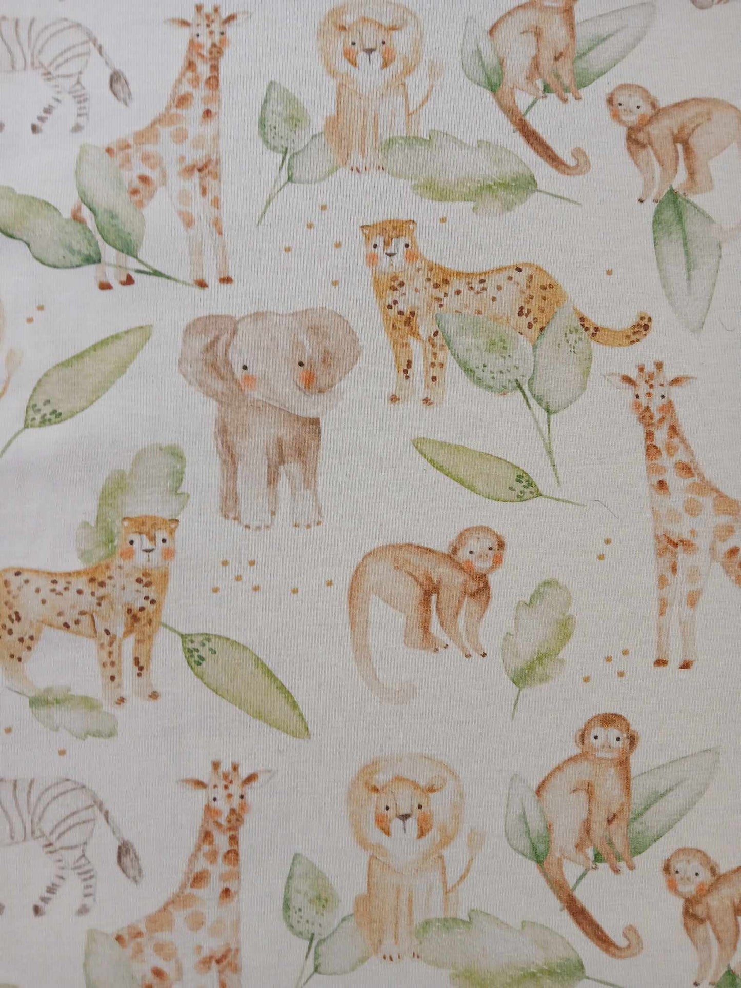 95% Cotton 5% Lycra Jersey - White/Brown/Green - 63" Wide - Sold By the Metre