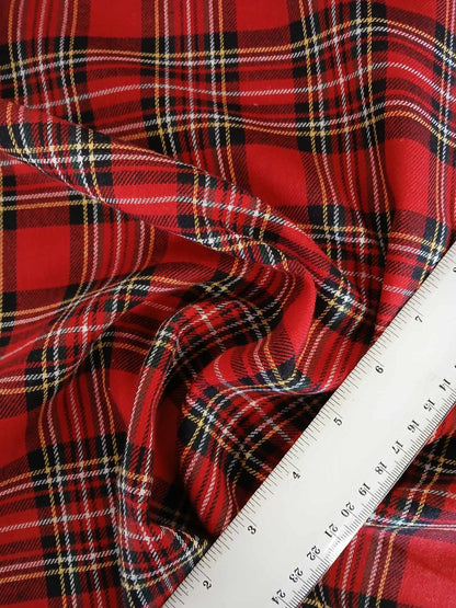 100% Cotton Woven - Tartan - Red/Black/Yellow/White - 63" Wide - Sold By the Metre