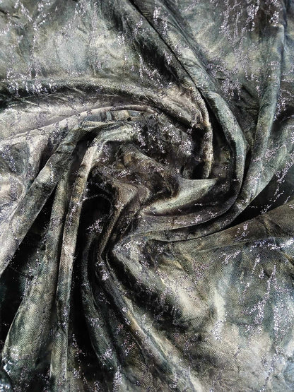 Spandex Velvet - Glitter - Grey/Black - 61" Wide - Sold By the Metre
