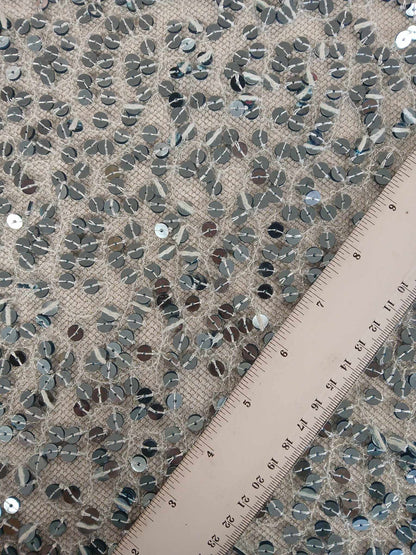 Heavy Sequined Designer Lace - Turquoise - 53" Wide - Sold By the Metre
