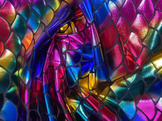 Fish Scale 92% Polyester 8% Elastane - Multicoloured - 58"Wide - Sold By The Metre