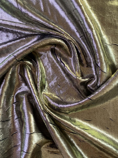 Mercury Metallic Gold and Black Polyester Fabric - 56" Wide, No Stretch