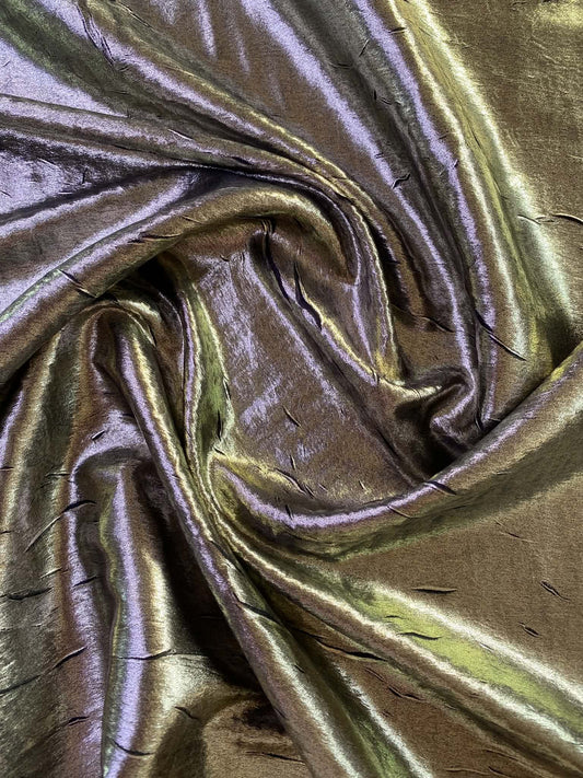 Mercury Metallic Gold and Black Polyester Fabric - 56" Wide, No Stretch