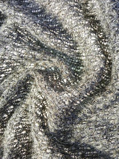 Crochet Knit - Black/Grey - 56" Wide - Sold By The Metre