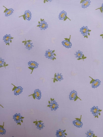 Poly Cotton - Baby Blue/Blue/Green - 44" Wide - Sold By the Metre