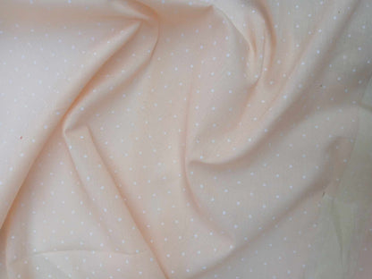 Poly Cotton - Spot - Peach/White - 44" Wide - Sold By the Metre