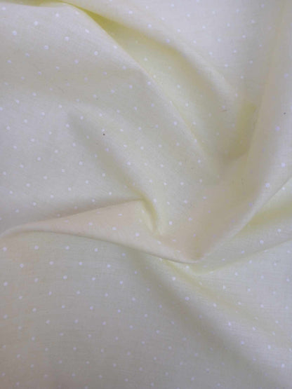 Poly Cotton - Spot - Lemon/White - 44" Wide - Sold By the Metre