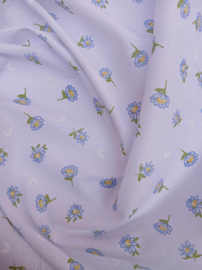 Poly Cotton - Baby Blue/Blue/Green - 44" Wide - Sold By the Metre