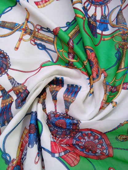 Chiffon - Green/Red/Gold/White - 57" Wide - Sold By the Metre